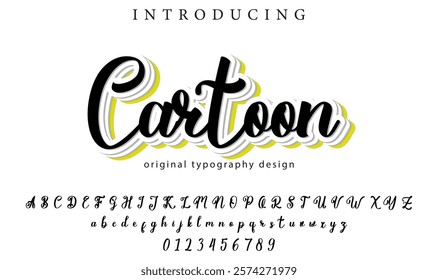 Cartoon Font Stylish brush painted an uppercase vector letters, alphabet, typeface