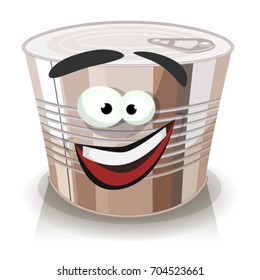 Cartoon Food Can Character/
Illustration of a cartoon funny food tin can character, happy and smiling