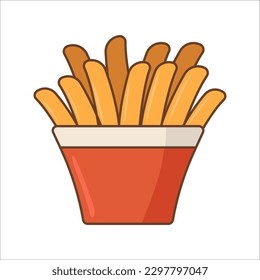 cartoon food of french fries isolated white background