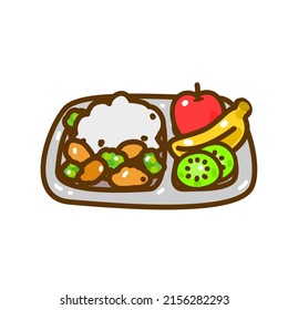 Comida de dibujos animados en el vector del plato.
