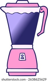 cartoon food processor in bright neon colors