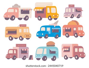 cartoon food truck in flat style illustration