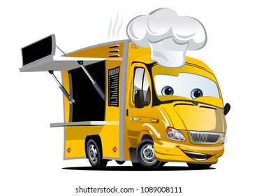 Cartoon food truck isolated on white background. Available EPS-10 vector format separated by groups and layers for easy edit