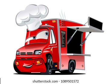 Cartoon food truck isolated on white background. Available EPS-10 vector format separated by groups and layers for easy edit