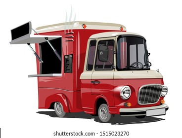 Cartoon food truck isolated on white background. Available EPS-10 vector format separated by groups and layers for easy edit