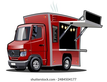 Cartoon Food Truck isoliert auf weißem Hintergrund. Verfügbares EPS-10-Vektorgrafik-Format mit Transparenzeffekten für Ein-Klicken-Umfärbung