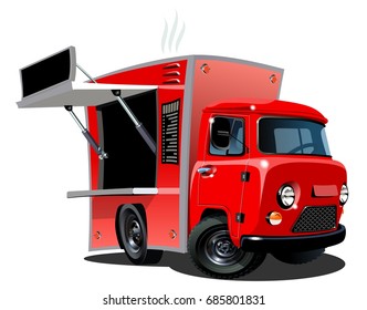 Cartoon food truck isolated on white background. Available EPS-10 vector format separated by groups and layers for easy edit