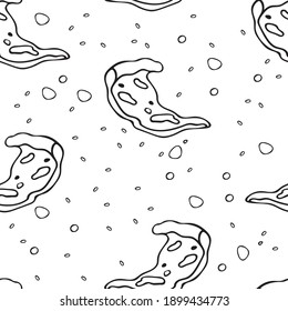 Cartoon  food vector seamless pattern texture with pizza