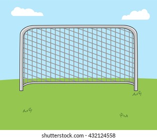 Cartoon Football Gate. Vector Illustration With Background