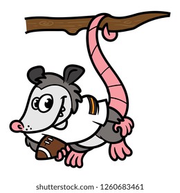 Cartoon Football Opossum Mascot