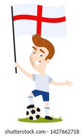Cartoon football player for England holding English flag