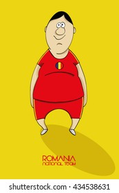 Cartoon football player in  national team colors of Romania