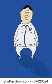 Cartoon football player in national team colors of Slovakia