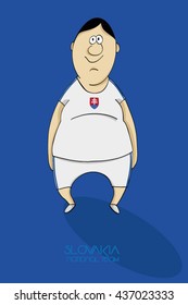 Cartoon football player in national team colors of Slovakia