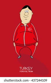 Cartoon football player in national team colors of Turkey