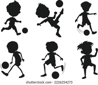 Cartoon Football Players isolated vector Silhouette