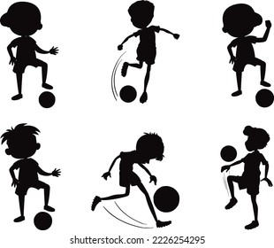 Cartoon Football Players isolated vector Silhouette