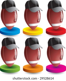 cartoon football referee on colored discs