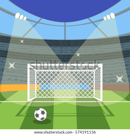 Cartoon Football Soccer Field Flat Design Stock Vector (Royalty Free