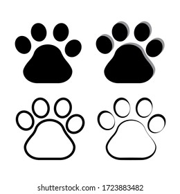 Cartoon footprints of an animal. A unique image of pairs of traces of black and white. Vector illustration. Stock Photo.