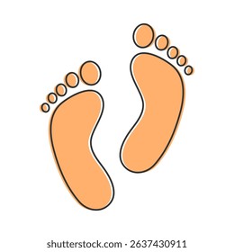 Cartoon footprints icon. Footsteps outline icon. Vector illustration