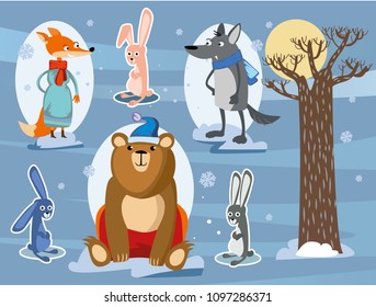Cartoon forest animal characters