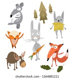 Cartoon Forest Animals: เวกเตอร์สต็อก (ปลอดค่าลิขสิทธิ์) 1364881211