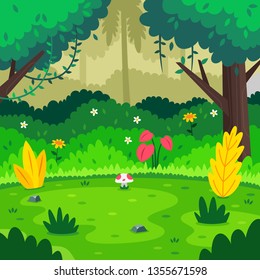 Cartoon Forest Background - Vector Illustration