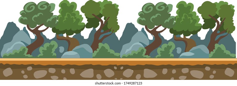 fondo de juego de los bosques de dibujos animados aislado
