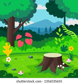 Cartoon Forest Illustration - Vector Background