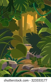 cartoon forest jungle vector background