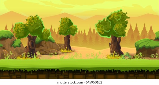 Cartoon Forest Landscape Endless Vector Nature Stock Vector (Royalty ...