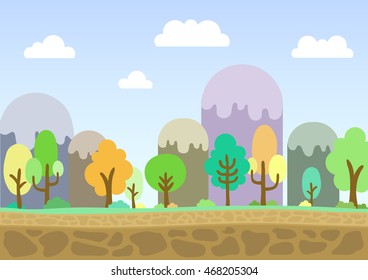 Cartoon forest landscape vector illustration
