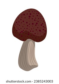 A cartoon forest mushroom with a speckled brown cap on a thick stalk.