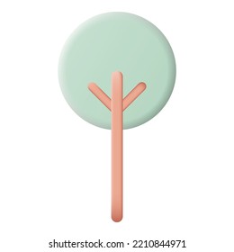 Árbol forestal de dibujos animados aislado en fondo blanco. Ilustración del vector 3D