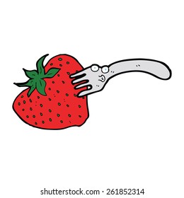 cartoon fork in giant strawberry