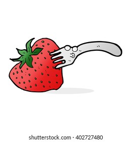 cartoon fork in giant strawberry