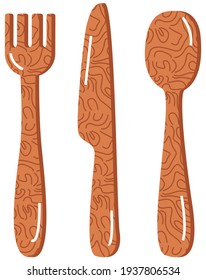 Cartoon Gabel, Löffel, Messer aufschlagen. Edelstahl, silberne Kochutensilien, Flachzeug. Sonderbesteck