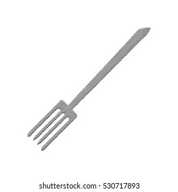 cartoon fork steel silver kitchen icon outline vector illustration eps 10