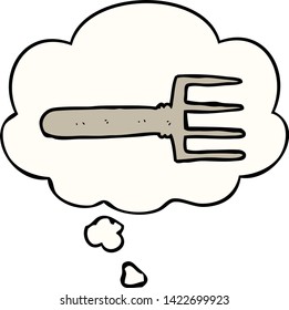 cartoon fork with thought bubble