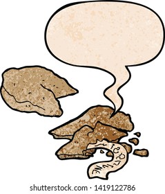 cartoon fortune cookies with speech bubble in retro texture style