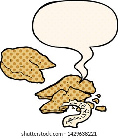cartoon fortune cookies with speech bubble in comic book style
