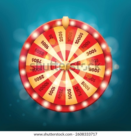Cartoon fortune wheel. Spin gambling win game wheel vector illustration