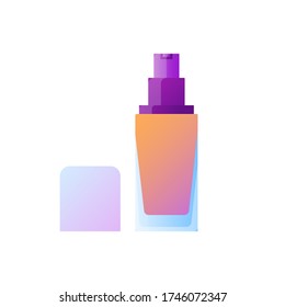 Fundamento de dibujos animados o crema BB en estilo de color degradado. Plantilla de elemento de producto cosmético de moda, aislada en fondo blanco. Cuidado personal, maquillaje de iconos. Ilustración vectorial plana simple
