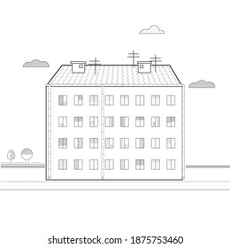 Ilustración vectorial de la vivienda de 4 pisos