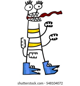 Cartoon four hand monster