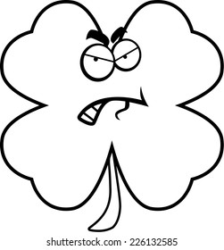 A cartoon four leaf clover looking angry.