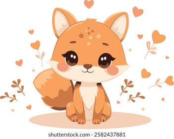 Cartoon fox. Сгеу fox. Cartoon animals. Illustrations