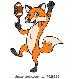 Cartoon Fox Character Spinning Football