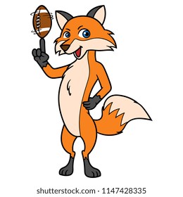 Cartoon Fox Character Spinning Football